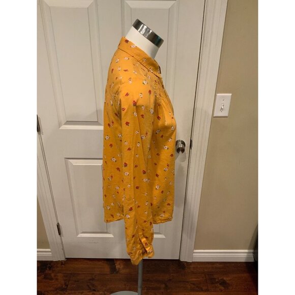 Maeve Anthropologie Dark Yellow Phyllis Button-Up Floral Collared Shirt, Sz 4 US - Picture 3 of 6
